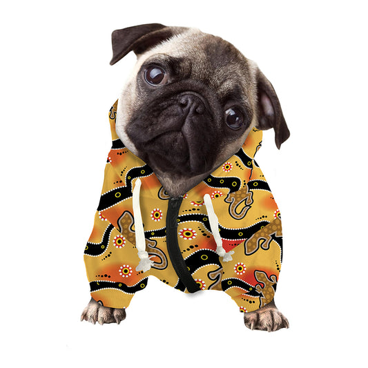 Aboriginal Lizard Pattern Print Dog Zip Up Hoodie