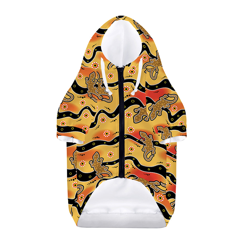 Aboriginal Lizard Pattern Print Dog Zip Up Hoodie