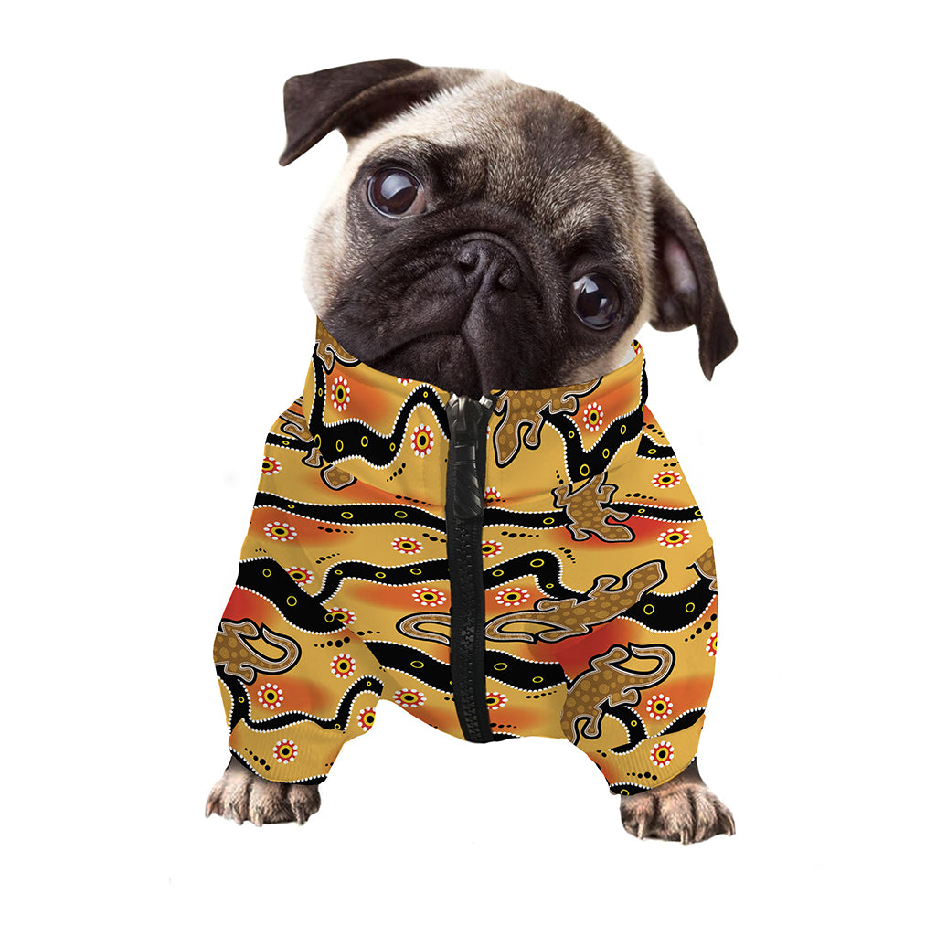 Aboriginal Lizard Pattern Print Dog Zip Up Jacket