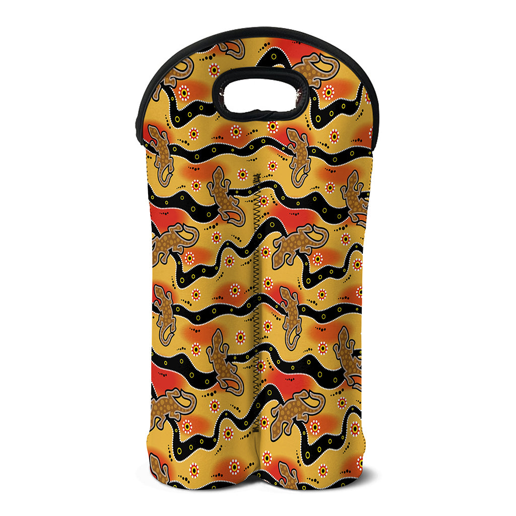 Aboriginal Lizard Pattern Print Double Neoprene Wine Tote