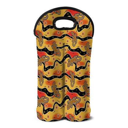 Aboriginal Lizard Pattern Print Double Neoprene Wine Tote