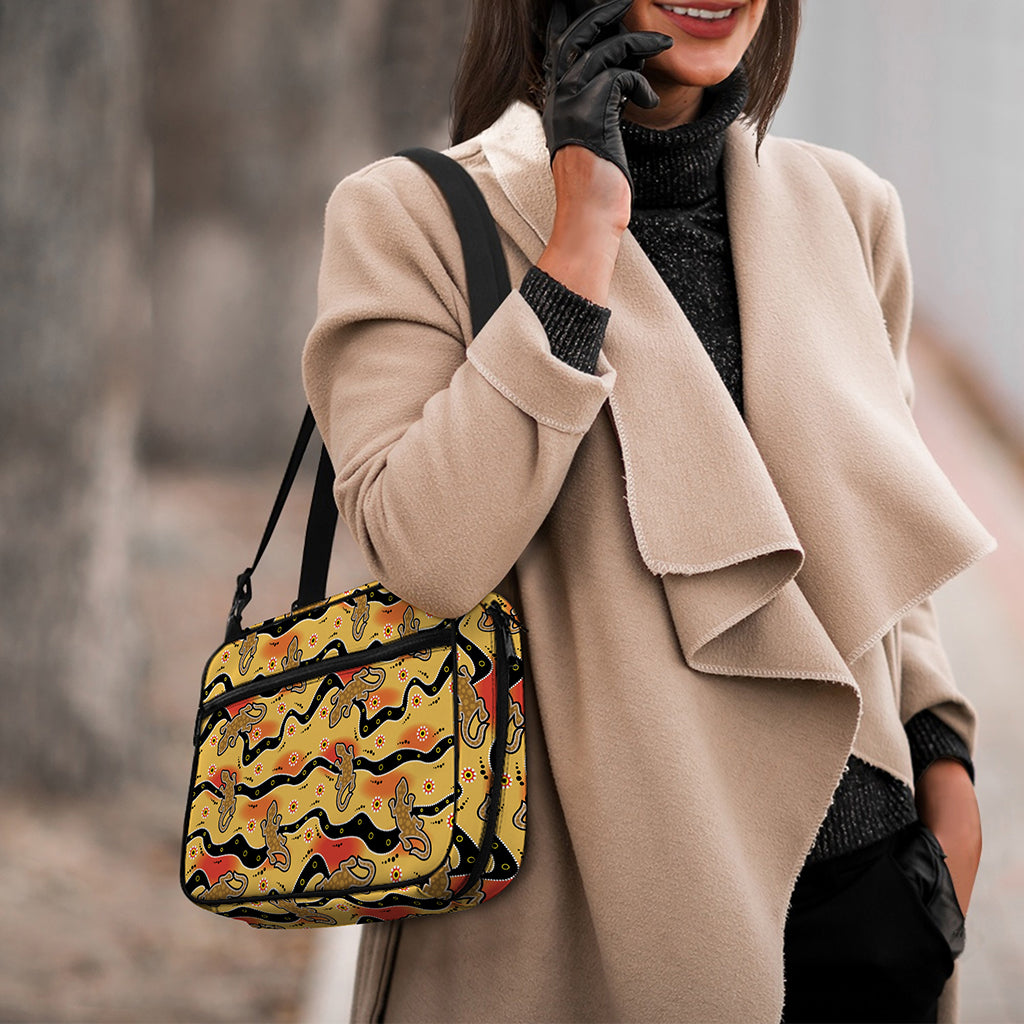 Aboriginal Lizard Pattern Print Double Strap Bible Bag