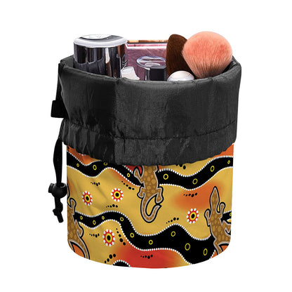 Aboriginal Lizard Pattern Print Drawstring Makeup Bag