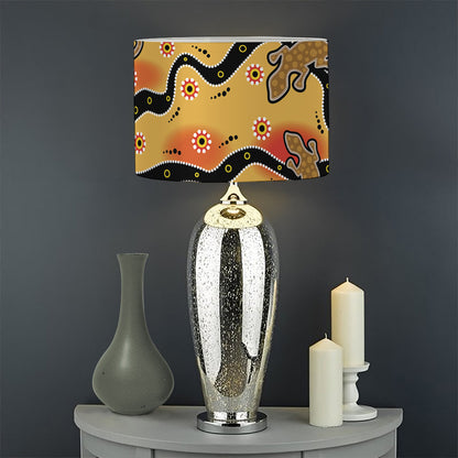 Aboriginal Lizard Pattern Print Drum Lamp Shade