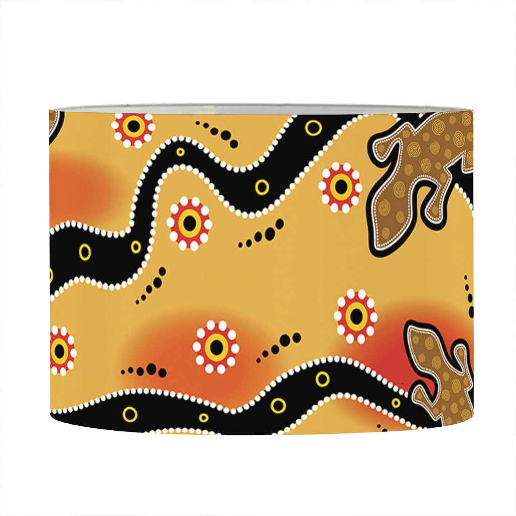 Aboriginal Lizard Pattern Print Drum Lamp Shade