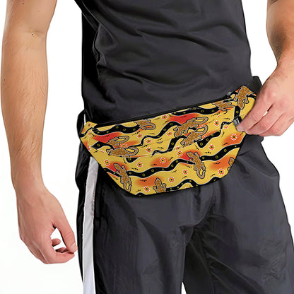 Aboriginal Lizard Pattern Print Fanny Pack