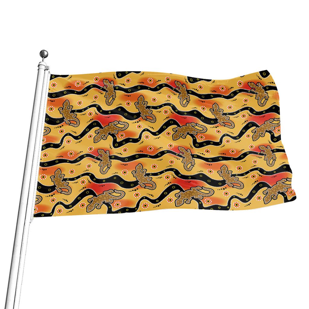Aboriginal Lizard Pattern Print Flag