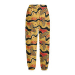 Aboriginal Lizard Pattern Print Fleece Lined Knit Pants