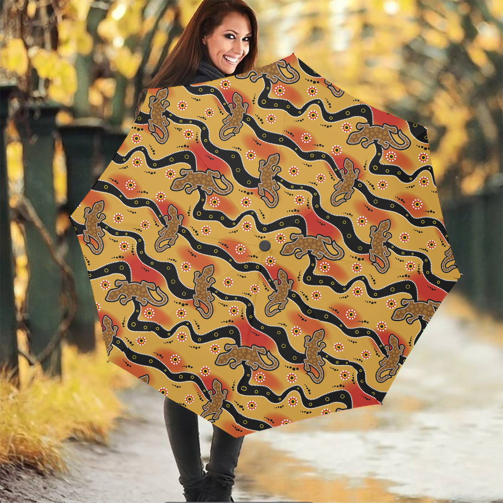 Aboriginal Lizard Pattern Print Foldable Umbrella