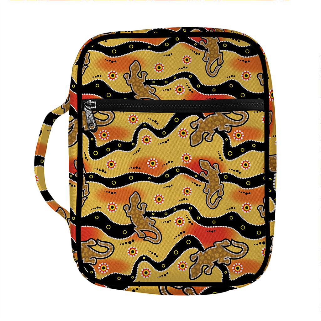 Aboriginal Lizard Pattern Print Front Pocket Bible Bag