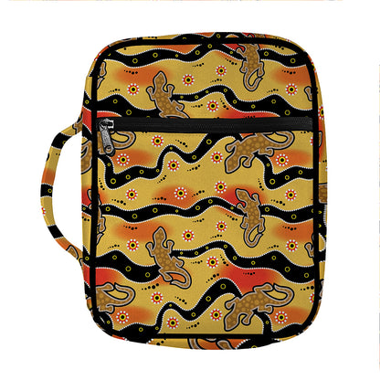 Aboriginal Lizard Pattern Print Front Pocket Bible Bag