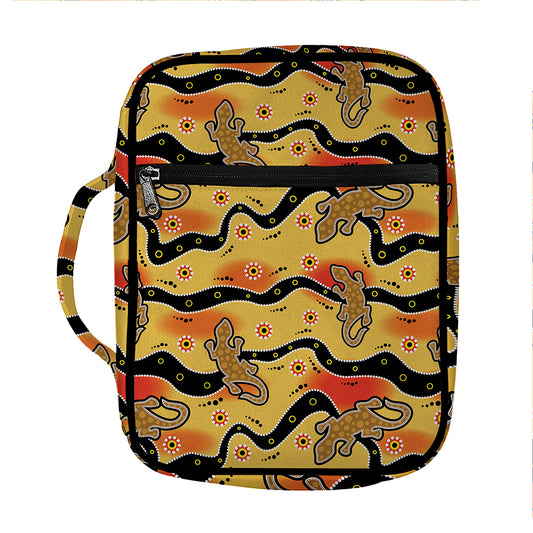 Aboriginal Lizard Pattern Print Front Pocket Bible Bag