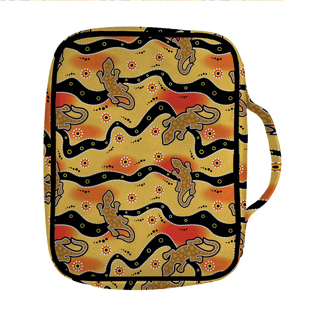 Aboriginal Lizard Pattern Print Front Pocket Bible Bag