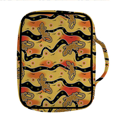 Aboriginal Lizard Pattern Print Front Pocket Bible Bag