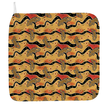 Aboriginal Lizard Pattern Print Hand Towel