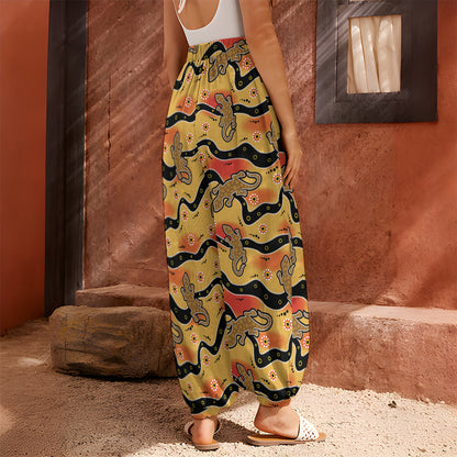Aboriginal Lizard Pattern Print Harem Pants