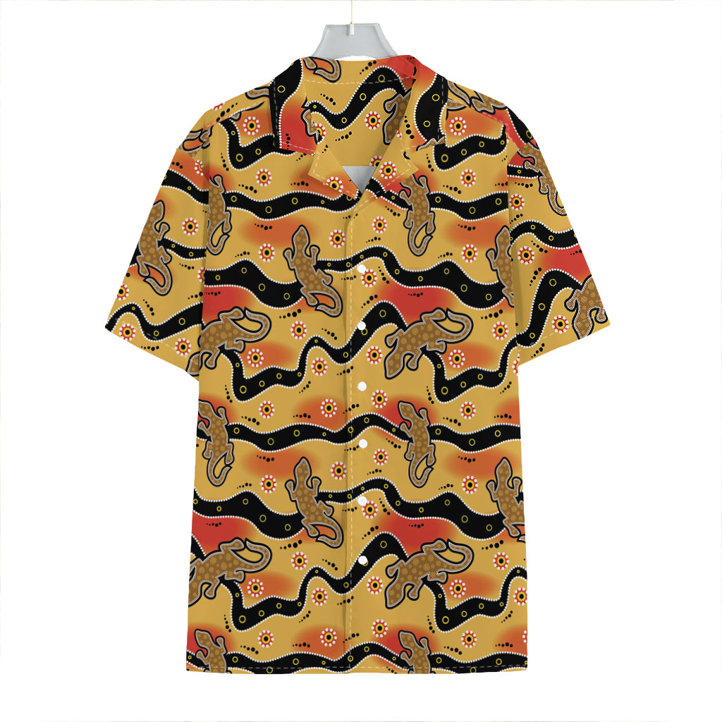 Aboriginal Lizard Pattern Print Hawaiian Shirt