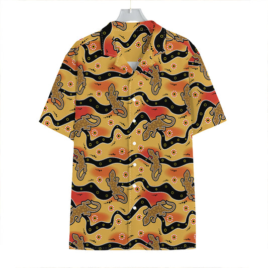 Aboriginal Lizard Pattern Print Hawaiian Shirt