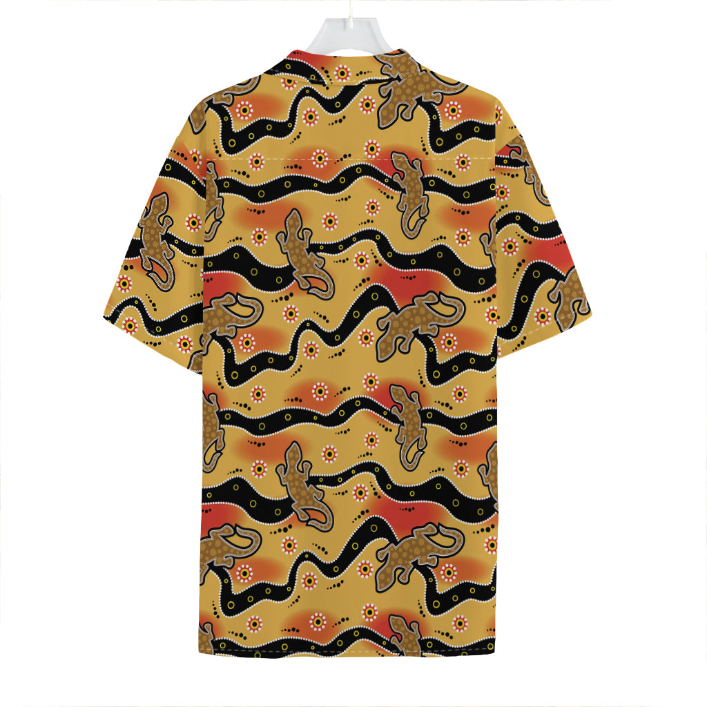 Aboriginal Lizard Pattern Print Hawaiian Shirt