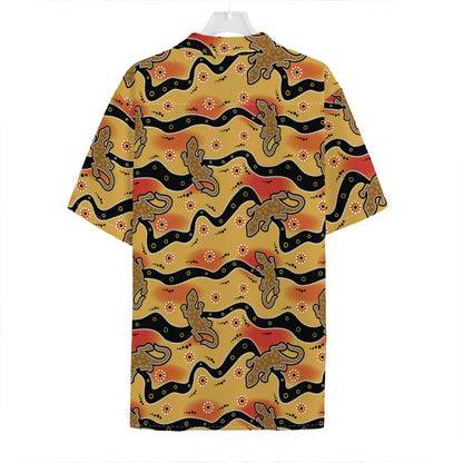 Aboriginal Lizard Pattern Print Hawaiian Shirt