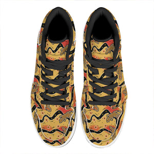 Aboriginal Lizard Pattern Print High Top Leather Sneakers