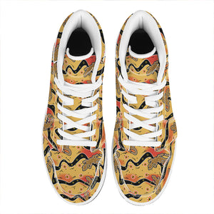 Aboriginal Lizard Pattern Print High Top Leather Sneakers