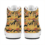 Aboriginal Lizard Pattern Print High Top Leather Sneakers