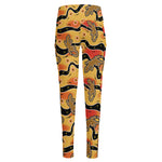 Aboriginal Lizard Pattern Print High-Waisted Pocket Leggings