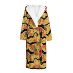 Aboriginal Lizard Pattern Print Hooded Bathrobe