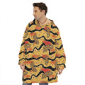 Aboriginal Lizard Pattern Print Hoodie Blanket