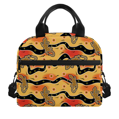 Aboriginal Lizard Pattern Print Insulated Lunch Bag