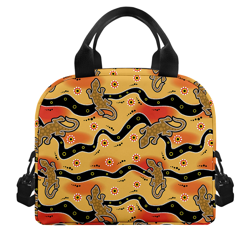 Aboriginal Lizard Pattern Print Insulated Lunch Bag