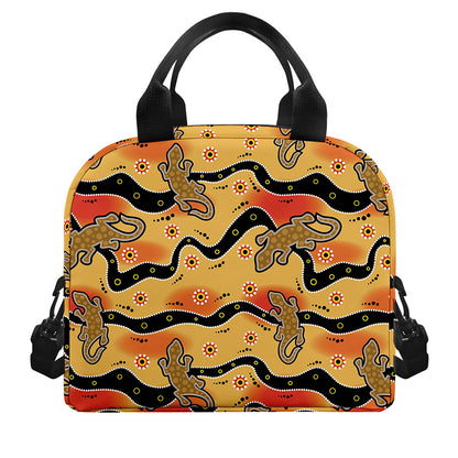 Aboriginal Lizard Pattern Print Insulated Lunch Bag