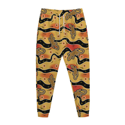 Aboriginal Lizard Pattern Print Jogger Pants