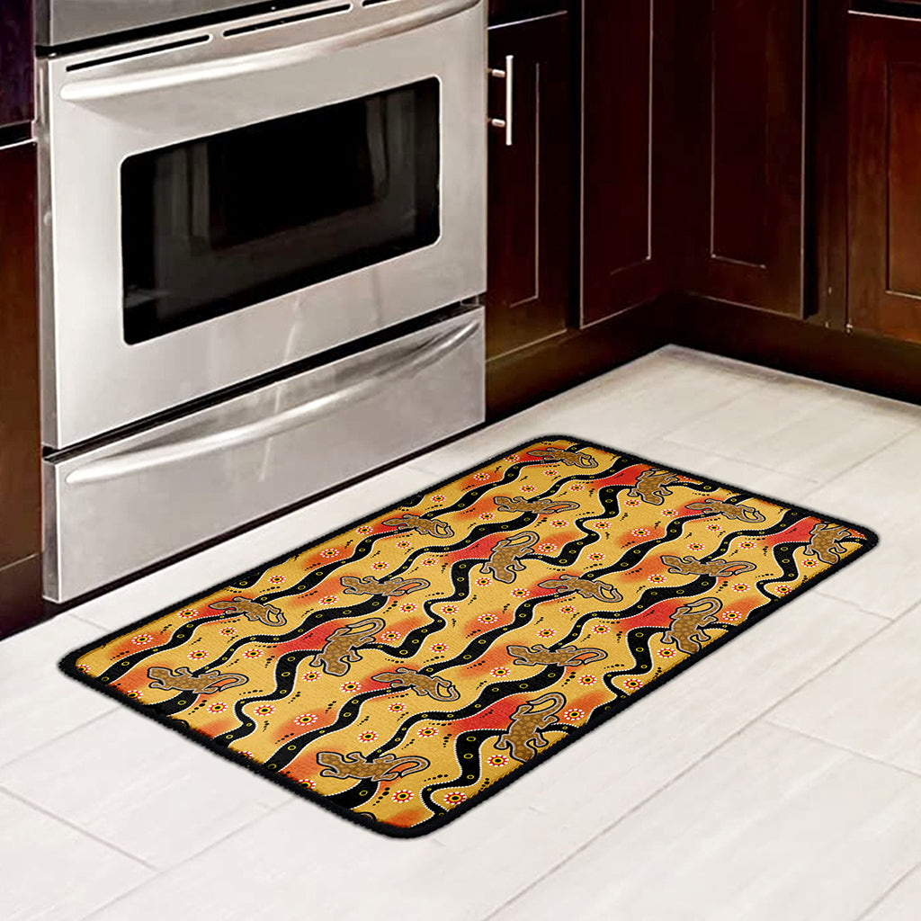 Aboriginal Lizard Pattern Print Kitchen Mat