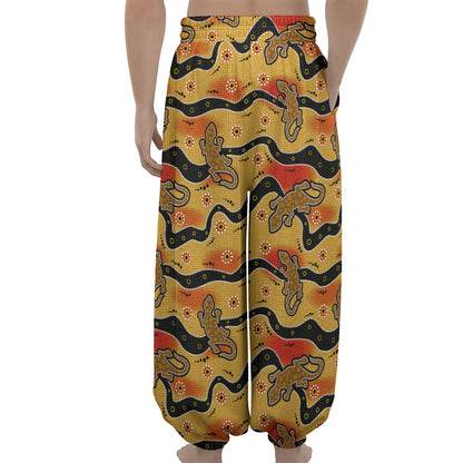 Aboriginal Lizard Pattern Print Lantern Pants