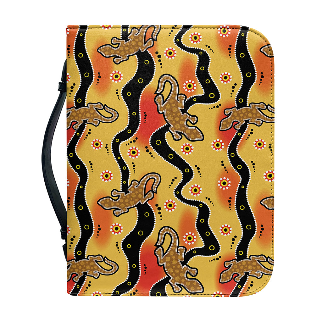 Aboriginal Lizard Pattern Print Leather Bible Cover