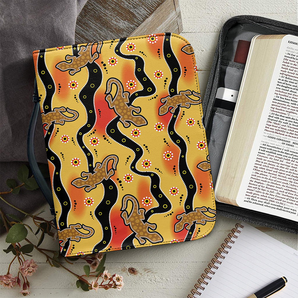 Aboriginal Lizard Pattern Print Leather Bible Cover