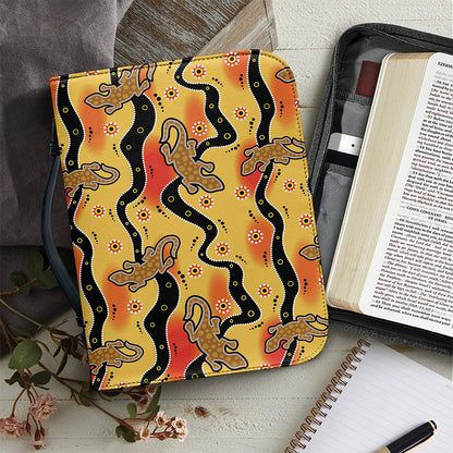 Aboriginal Lizard Pattern Print Leather Bible Cover