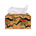 Aboriginal Lizard Pattern Print Leather Tissue Box Cover
