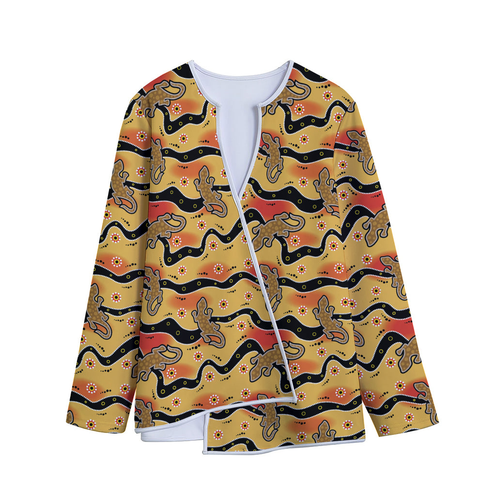 Aboriginal Lizard Pattern Print Long Sleeve Short Coat