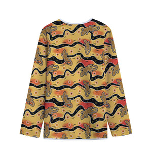 Aboriginal Lizard Pattern Print Long Sleeve Short Coat