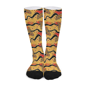 Aboriginal Lizard Pattern Print Long Socks