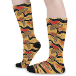 Aboriginal Lizard Pattern Print Long Socks