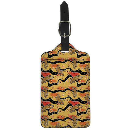 Aboriginal Lizard Pattern Print Luggage Tag