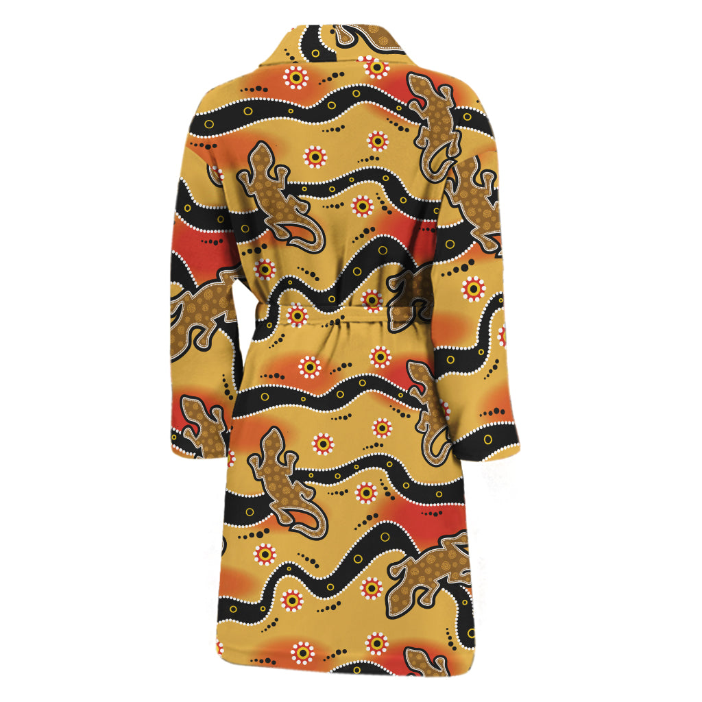 Aboriginal Lizard Pattern Print Men's Bathrobe