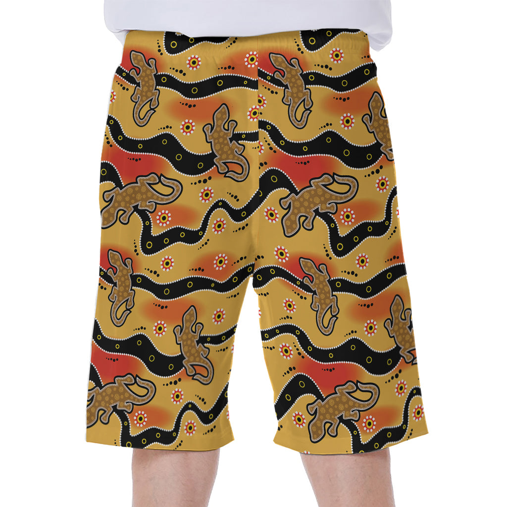 Aboriginal Lizard Pattern Print Men's Beach Shorts