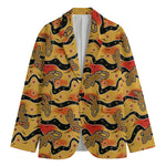 Aboriginal Lizard Pattern Print Men's Blazer