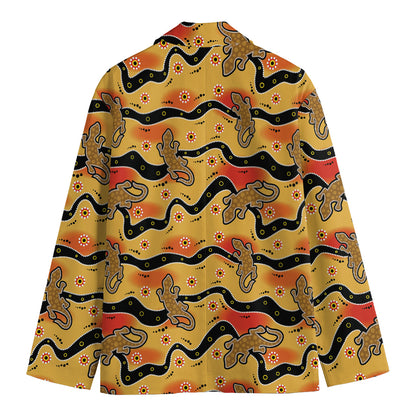 Aboriginal Lizard Pattern Print Men's Blazer
