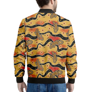 Aboriginal Lizard Pattern Print Men's Bomber Jacket